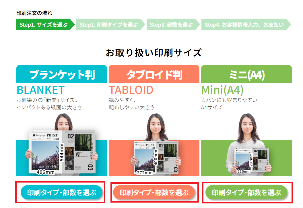 印刷サイズを選択